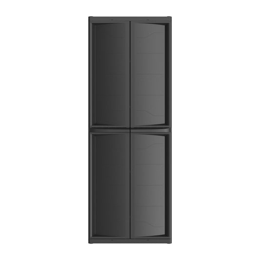 Hyper Tough Plastic 4-Shelf Garage Storage Utility Cabinet, Black Finish, HT-4SHFF-CABT Model, Black EasyOptionXY LLC