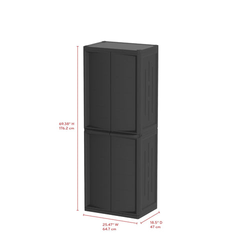 Hyper Tough Plastic 4-Shelf Garage Storage Utility Cabinet, Black Finish, HT-4SHFF-CABT Model, Black EasyOptionXY LLC