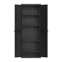 Hyper Tough Plastic 4-Shelf Garage Storage Utility Cabinet, Black Finish, HT-4SHFF-CABT Model, Black EasyOptionXY LLC