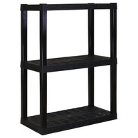 Hyper Tough 3-Tier Plastic Shelves, W30 x D14 x H39" Multipurpose Garage Shelf Organizer, Black EasyOptionXY LLC
