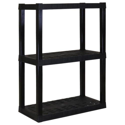Hyper Tough 3-Tier Plastic Shelves, W30 x D14 x H39" Multipurpose Garage Shelf Organizer, Black EasyOptionXY LLC