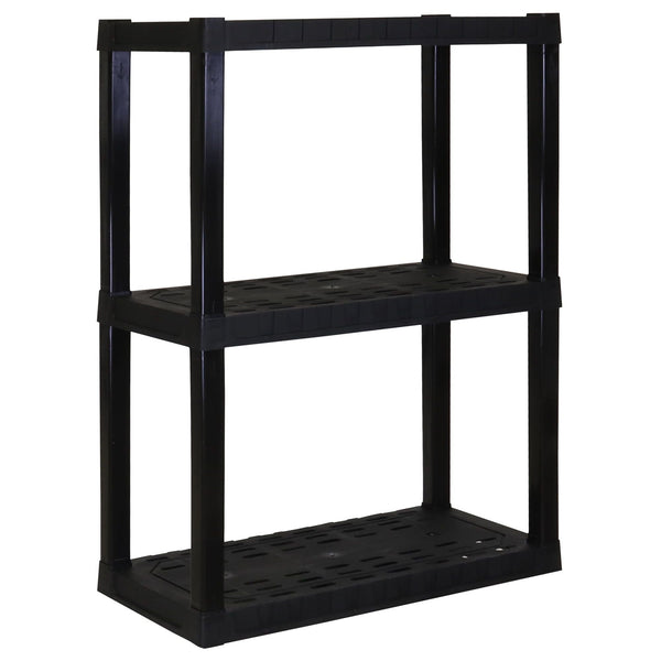 Hyper Tough 3-Tier Plastic Shelves, W30 x D14 x H39" Multipurpose Garage Shelf Organizer, Black EasyOptionXY LLC