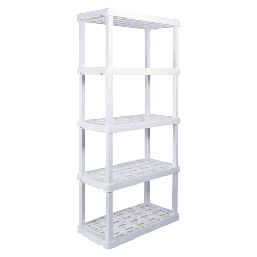 Hyper Tough 74" H x 18" D x 36" W 5 Shelf Plastic Garage Shelves, Storage Shelving, White 750 lbs Capacity EasyOptionXY LLC