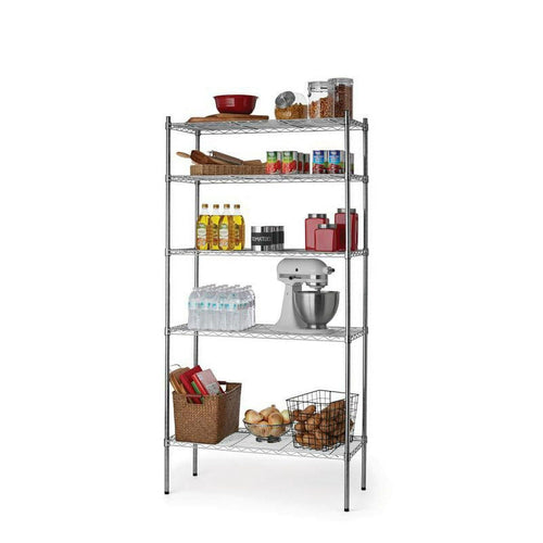 Hyper Tough Chrome Wire Shelf 5-Tier 72" H x 36" W x 16" D, 1750lb Total Capacity EasyOptionXY LLC