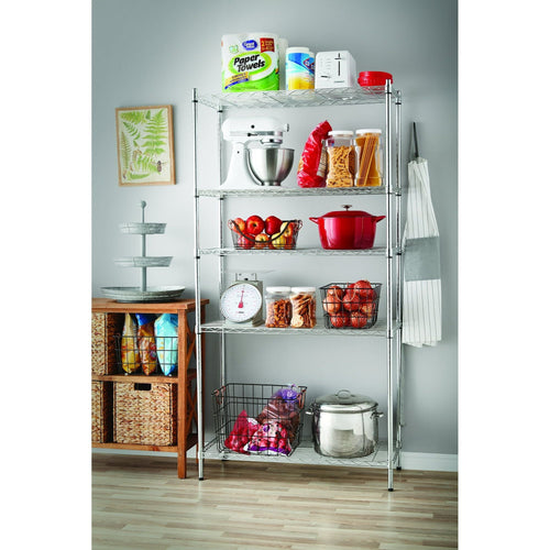 Hyper Tough Chrome Wire Shelf 5-Tier 72" H x 36" W x 16" D, 1750lb Total Capacity EasyOptionXY LLC