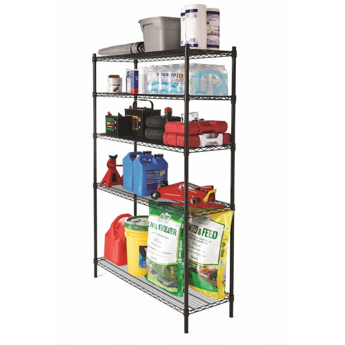Hyper Tough Black Wire Shelf 5-Tier Heavy Duty 72"H x 48"W x 16"D, 3000lb Total Capacity EasyOptionXY LLC