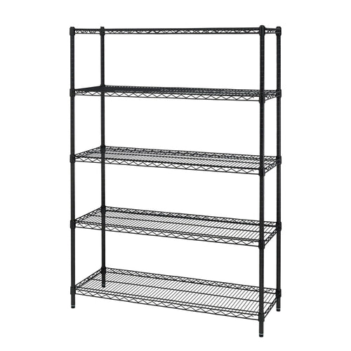 Hyper Tough Black Wire Shelf 5-Tier Heavy Duty 72"H x 48"W x 16"D, 3000lb Total Capacity EasyOptionXY LLC
