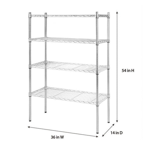 Hyper Tough 4 Tier Wire Shelf Unit, Chrome, 1400 lb. Capacity, Adult EasyOptionXY LLC