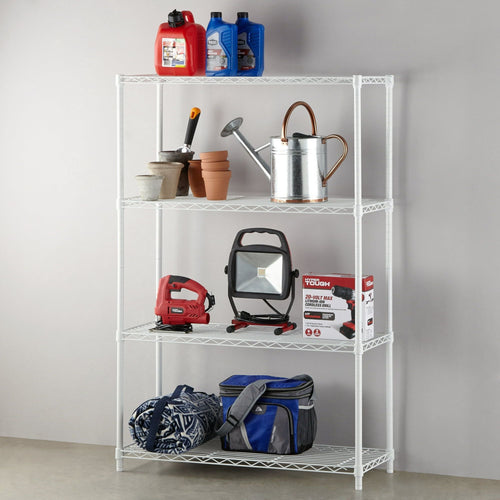 Hyper Tough White Wire Shelf 4-Tier 54"H x 36"W x 14"D, 1400lbs Total Capacity EasyOptionXY LLC