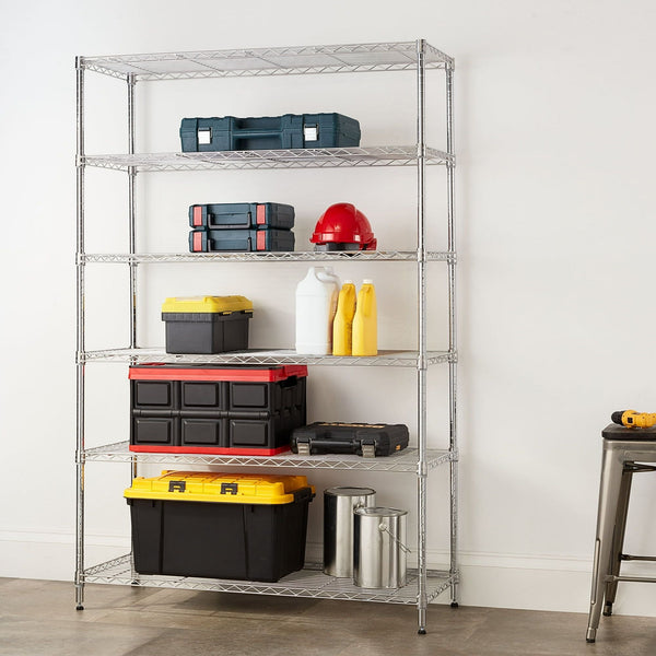 Hyper Tough Chrome Wire Shelf 6-Tier 72"H x 47.7"W x 18"D, 2100lbs Total Capacity EasyOptionXY LLC