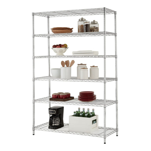 Hyper Tough Chrome Wire Shelf 6-Tier 72"H x 47.7"W x 18"D, 2100lbs Total Capacity EasyOptionXY LLC