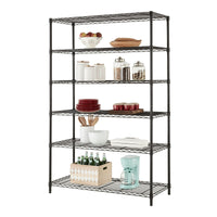 Hyper Tough Black Wire Shelf 6-Tier 72"H x 47.7"W x 18"D, 2100lbs Total Capacity EasyOptionXY LLC