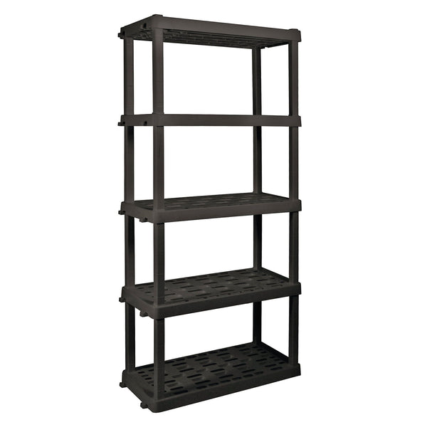 Hyper Tough Large 5-Tier Plastic Shelves, Interlocking Multipurpose Plastic Organizer, W36 x D18 x H74 Black EasyOptionXY LLC