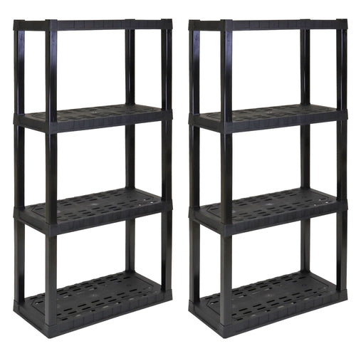 Hyper Tough 4-Tier Shelving Unit, W30 x D14 x H57" Multipurpose Home Storage Organizer, Black, Pack of 2 EasyOptionXY LLC
