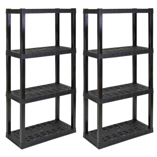 Hyper Tough 4-Tier Shelving Unit, W30 x D14 x H57" Multipurpose Home Storage Organizer, Black, Pack of 2 EasyOptionXY LLC