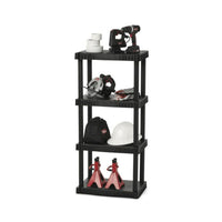 Hyper Tough Plastic 4-Tier Storage Shelves 47.6"H x 21.75"W x 14"D, 240lb Total Capacity, Black EasyOptionXY LLC