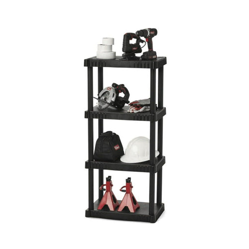Hyper Tough Plastic 4-Tier Storage Shelves 47.6"H x 21.75"W x 14"D, 240lb Total Capacity, Black EasyOptionXY LLC