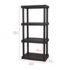 Hyper Tough Plastic 4-Tier Storage Shelves 47.6"H x 21.75"W x 14"D, 240lb Total Capacity, Black EasyOptionXY LLC