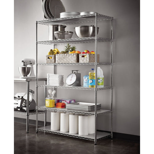 Hyper Tough Chrome Wire Shelf 6-Tier 72" H x 47.7" W x 18" D, 3600lb Total Capacity with Shelf Liners EasyOptionXY LLC