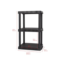 Hyper Tough Black Plastic 3-Tier 32" H x 20.07" W x 12" D, 150lb Total Capacity EasyOptionXY LLC