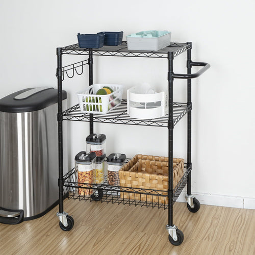 Hyper Tough Wire 3-Tier Storage Shelf Unit 36"H x 16"W x 30"D, 495lb Total Capacity, Black EasyOptionXY LLC