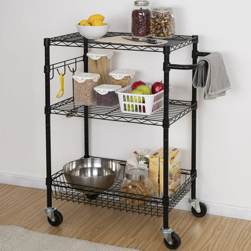 Hyper Tough Wire 3-Tier Storage Shelf Unit 36"H x 16"W x 30"D, 495lb Total Capacity, Black EasyOptionXY LLC