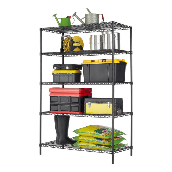 Hyper Tough Black Wire Shelf 5-Tier Heavy Duty 72"H x 48"W x 24"D, 4000lb Total Capacity EasyOptionXY LLC