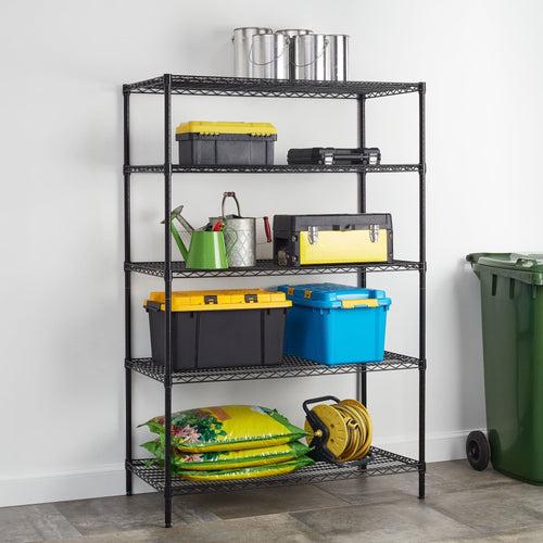 Hyper Tough Black Wire Shelf 5-Tier Heavy Duty 72"H x 48"W x 24"D, 4000lb Total Capacity EasyOptionXY LLC