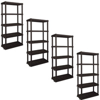 Hyper Tough Large 5-Tier Shelving Unit, W36 x D18 x H74" Interlocking Multipurpose Organizer, Black, Pack of 4 EasyOptionXY LLC
