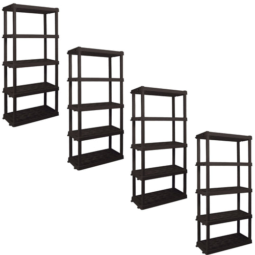 Hyper Tough Large 5-Tier Shelving Unit, W36 x D18 x H74" Interlocking Multipurpose Organizer, Black, Pack of 4 EasyOptionXY LLC