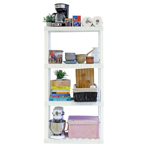 Hyper Tough 4-Tier Shelving Unit, W30 x D14 x H57" Multipurpose Home Storage Plastic Shelf Organizer, White EasyOptionXY LLC