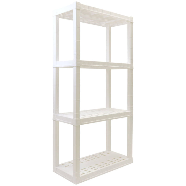 Hyper Tough 4-Tier Shelving Unit, W30 x D14 x H57" Multipurpose Home Storage Plastic Shelf Organizer, White EasyOptionXY LLC