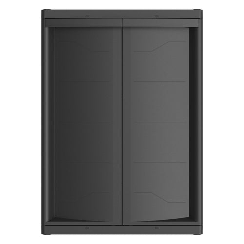 Hyper Tough Plastic Garage Cabinet 2 Shelf 18.5Dx25.47Wx35.43"H, Black Finish EasyOptionXY LLC
