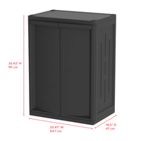 Hyper Tough Plastic Garage Cabinet 2 Shelf 18.5Dx25.47Wx35.43"H, Black Finish EasyOptionXY LLC