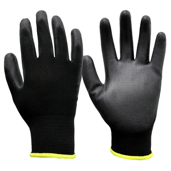 Hyper Tough Nylon Liner PU Dipped Gripping Work Gloves, Full Fingers, Men's Medium Size, 1pair EasyOptionXY LLC