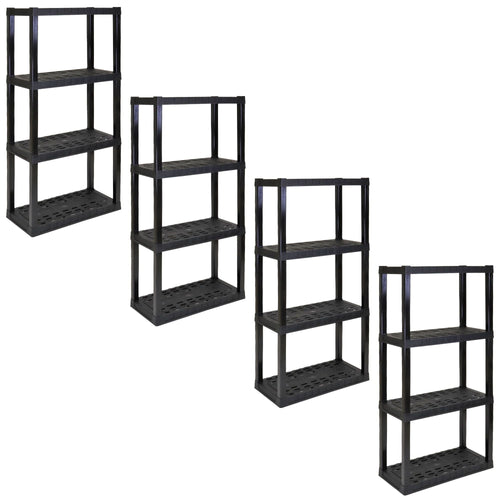 Hyper Tough 4-Tier Shelving Unit, W30 x D14 x H57" Multipurpose Home Storage Organizer, Black, Pack of 4 EasyOptionXY LLC