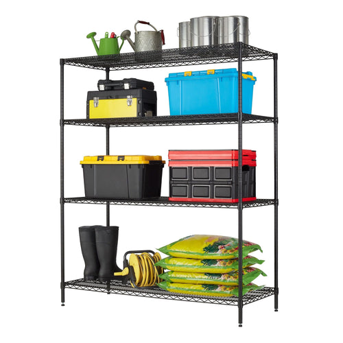 Hyper Tough Black Wire Shelf 4-Tier Heavy Duty 72"H x 60"W x 24"D, 4000lbs Total Capacity EasyOptionXY LLC