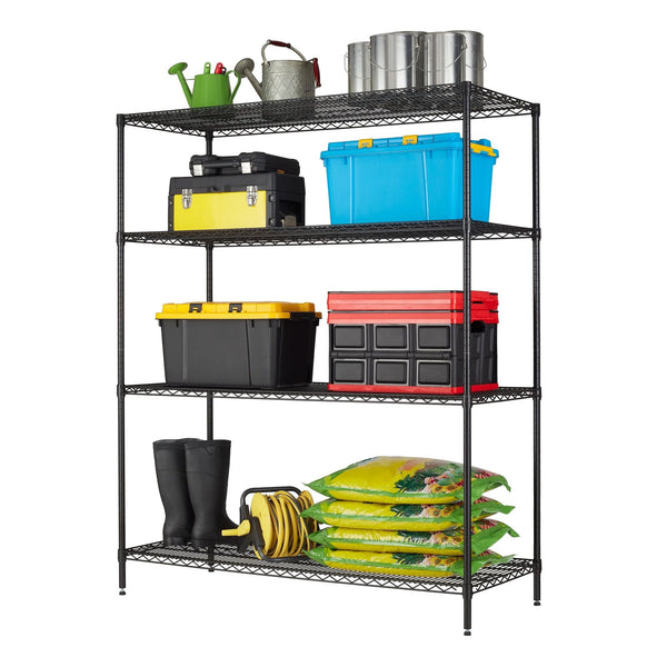 Hyper Tough Black Wire Shelf 4-Tier Heavy Duty 72"H x 60"W x 24"D, 4000lbs Total Capacity EasyOptionXY LLC