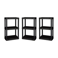 Hyper Tough 20.07"W x 12"D x 32"H 3-shelf Plastic Garage Shelves, Black, 3 Count, 60 lbs per shelf, Adult EasyOptionXY LLC