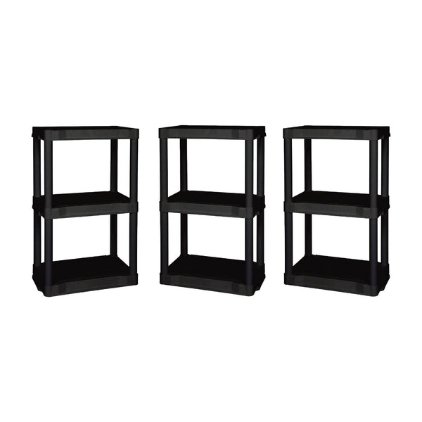 Hyper Tough 20.07"W x 12"D x 32"H 3-shelf Plastic Garage Shelves, Black, 3 Count, 60 lbs per shelf, Adult EasyOptionXY LLC