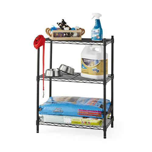 Hyper Tough Steel 3-Tier Storage Shelf Unit 30.60"H x 13.40"W x 23.20"D, 750lb Total Capacity, Black EasyOptionXY LLC