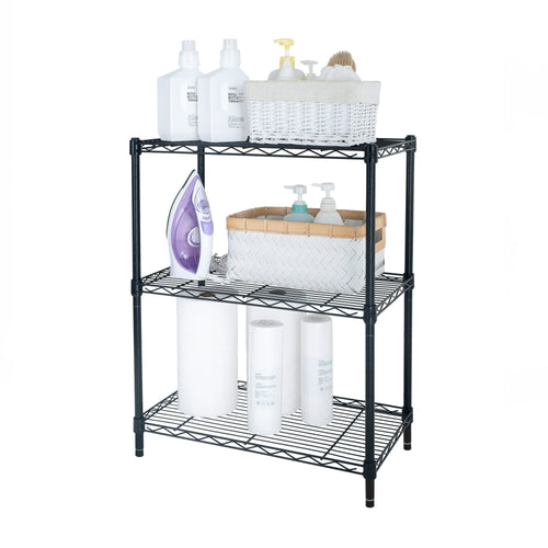 Hyper Tough Steel 3-Tier Storage Shelf Unit 30.60"H x 13.40"W x 23.20"D, 750lb Total Capacity, Black EasyOptionXY LLC