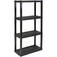 Hyper Tough 4-Tier Plastic Shelves, W30 x D14 x H56" Multipurpose Garage Shelf Organizer, Black EasyOptionXY LLC
