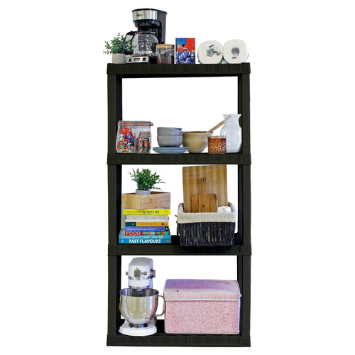 Hyper Tough 4-Tier Plastic Shelves, W30 x D14 x H56" Multipurpose Garage Shelf Organizer, Black EasyOptionXY LLC