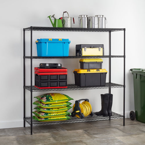 Hyper Tough Black Wire Shelf 4-Tier Heavy Duty 72"H x 72"W x 24"D, 4000lbs Total Capacity EasyOptionXY LLC
