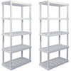 Hyper Tough 5 Shelf Plastic Garage Shelves, 2 pack Storage Shelving, White, 750 lbs. Capacity EasyOptionXY LLC