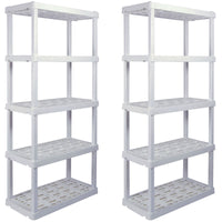 Hyper Tough 5 Shelf Plastic Garage Shelves, 2 pack Storage Shelving, White, 750 lbs. Capacity EasyOptionXY LLC