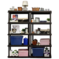 Hyper Tough Large 5-Tier Shelving Unit, W36 x D18 x H74" Interlocking Multipurpose Organizer, Black, Pack of 2 EasyOptionXY LLC