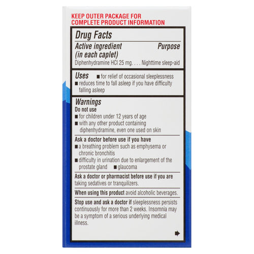 Equate Diphenhydramine HCl Nighttime Sleep-Aid Relief Caplets; 25 mg; 100 Count EasyOptionXY LLC