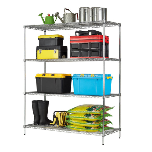 Hyper Tough Chrome Wire Shelf 4-Tier Heavy Duty 72"H x 60"W x 24"D, 4000lbs Total Capacity EasyOptionXY LLC